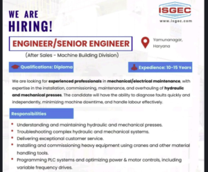 ISGEC Hiring Engineer/Sr. Engineer