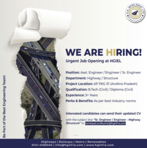 H.G. Infra Engineering Limited- Urgent Hiring