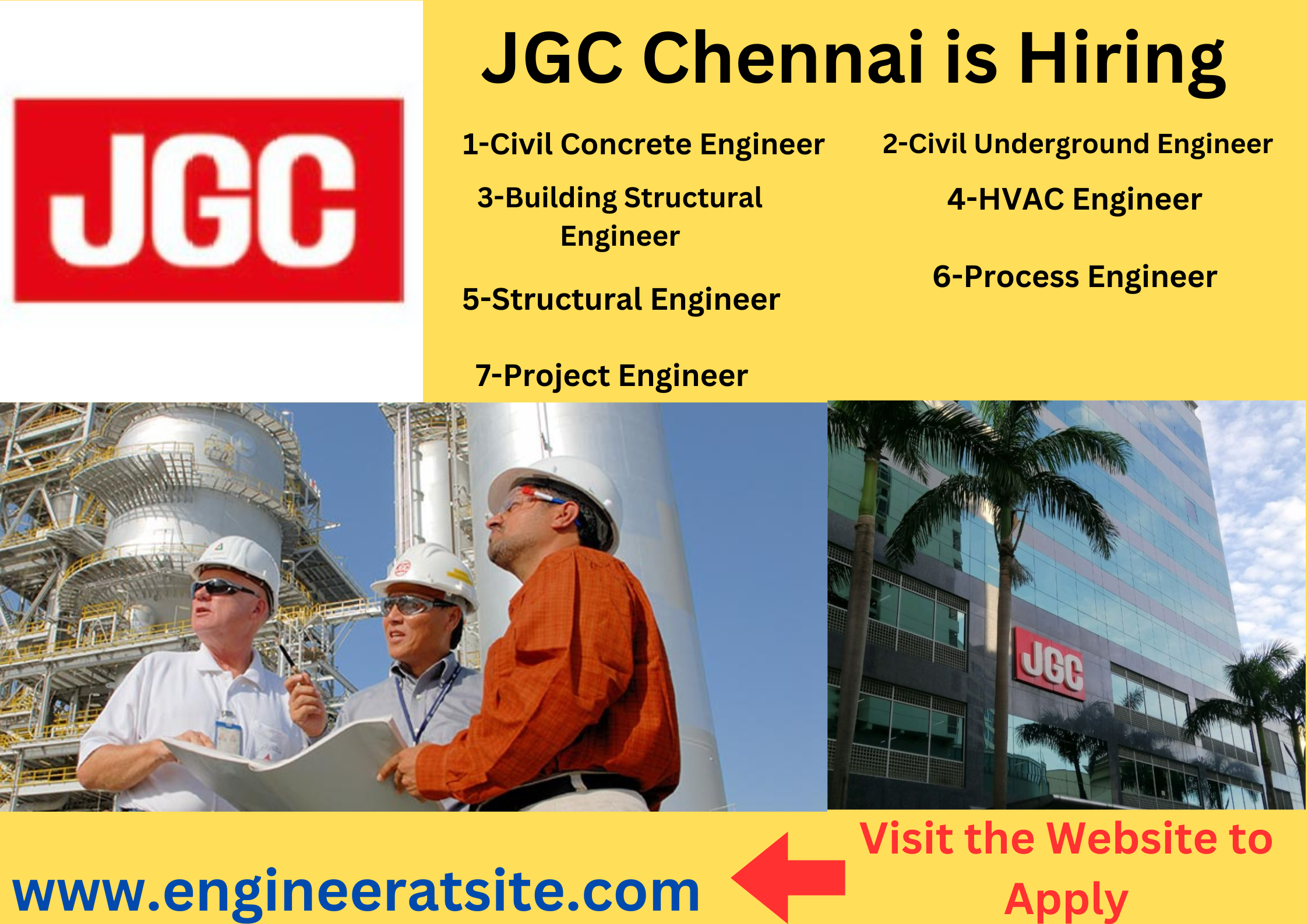 JGC Chennai is Hiring for Various Positions