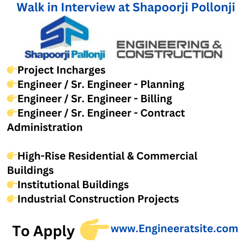 Career Opportunity at Shapoorji Pallonji Construction Company January 2024