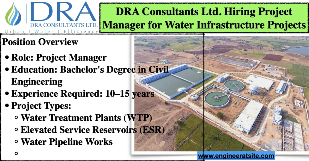 DRA Consultants Ltd. Hiring Project Manager for Water Infrastructure Projects