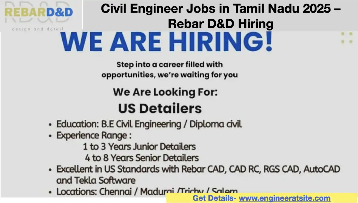 Civil Engineer Jobs in Tamil Nadu 2025 – Rebar D&D Hiring