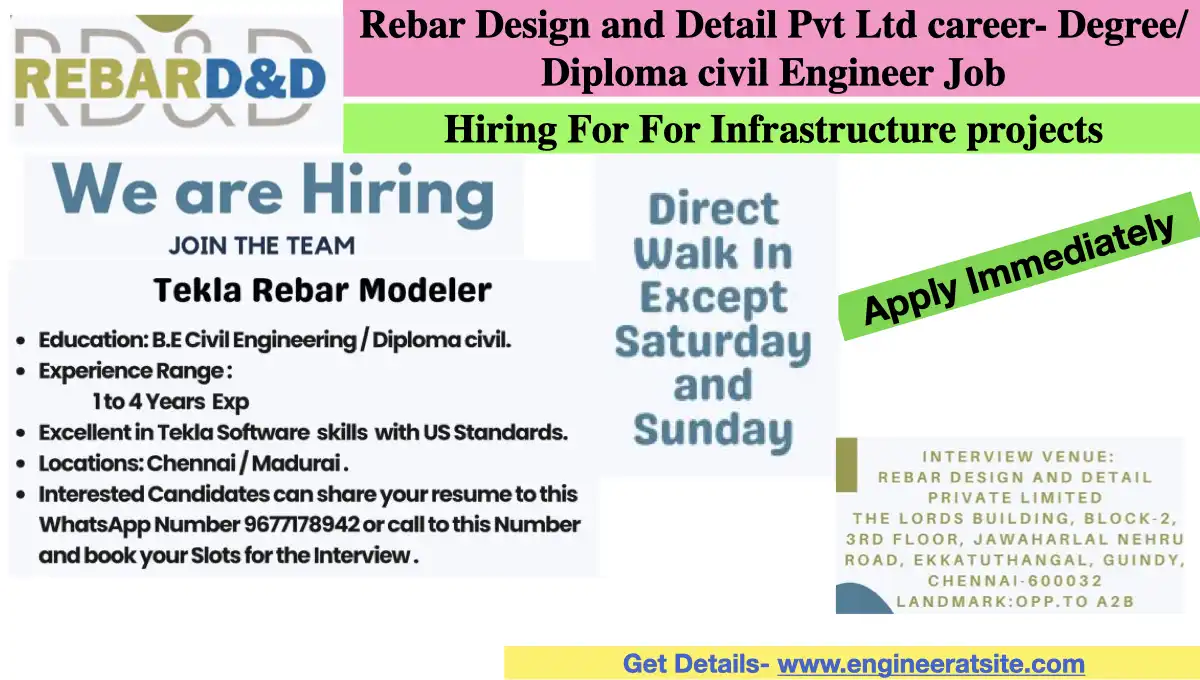 Rebar Design and Detail Pvt Ltd career- Degree/Diploma civil Engineer Job