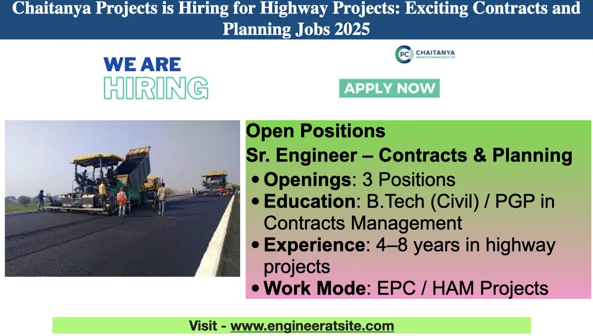 Chaitanya Projects is Hiring for Highway Projects: Exciting Contracts and Planning Jobs 2025