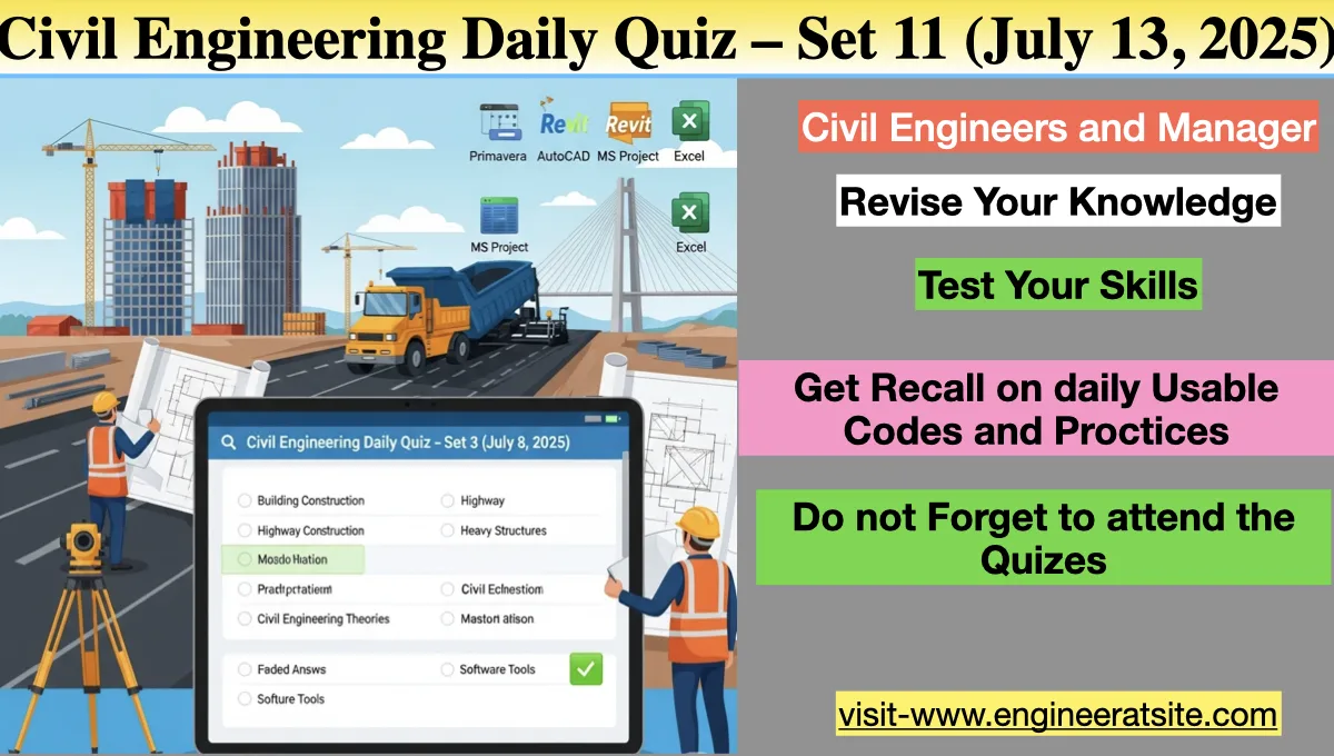 Civil Engineering Daily Quiz – Set 11 (July 13, 2025)