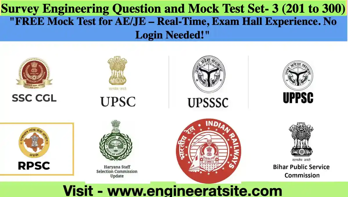 Survey Engineering Question and Mock Test Set- 3 (201 to 300)